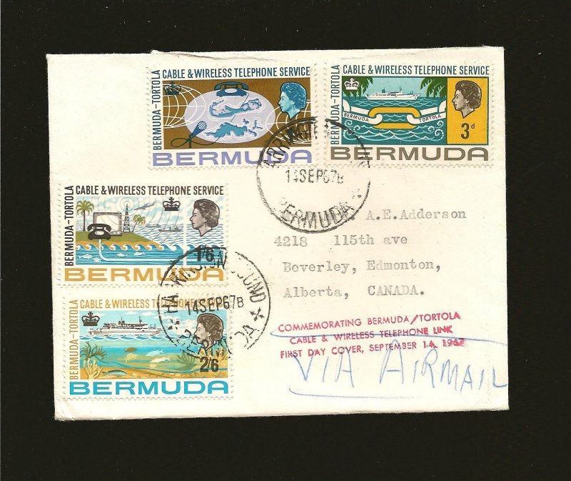 Bermuda 214-217 Telephone Link 1967 First Day Cover