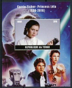 Star Wars Stamps Chad 2016 MNH Carrie Fisher Princess Leia Han Solo 1v M/S