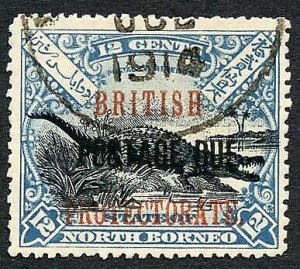 North Borneo SGD46 12c Black and Dull Blue Post Due used Cat 28 Pounds