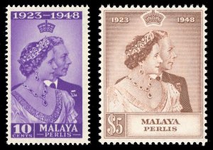 Malaya - Perlis 1948 KGVI Silver Wedding set complete superb MNH. SG 1-2. Sc 1-2