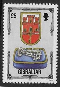 GIBRALTAR SG708  1993 £5 ARCHITECTURAL HERITAGE MNH