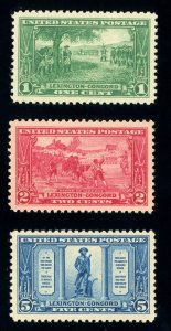 US Stamp #617-619 Lexington-Concord SET - MLH - CV $19.50