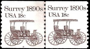 Sc 1907   18¢ Surrey Coil Plate # Line Pair, MNH