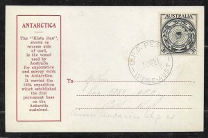 AANT-340 AUSTRALIA 1954 ANTARCTICA RESEACH EXPEDITION KISTA DAN SHIP CARD  PMKS 