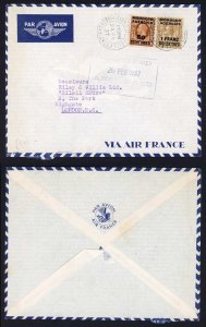 Morocco Agencies KGV 50c on 5d and 1.5F on 1/- on Airmail Cover