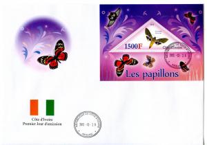 IVORY COAST FDC BUTTERFLIES INSECTS