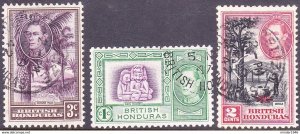 BRITISH HONDURAS 1938 KGVI 1c, 2c & 3c Definitives SG150-152 Used