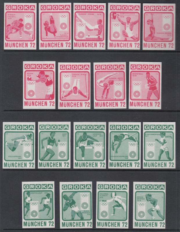 Germany, 1972 Munich Olympics, 28 different Cinderellas, imperf GROKA labels VF