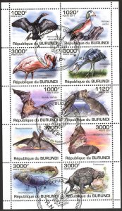 Burundi 2011 Bats Dinosaurs Birds Sheet Used / CTO