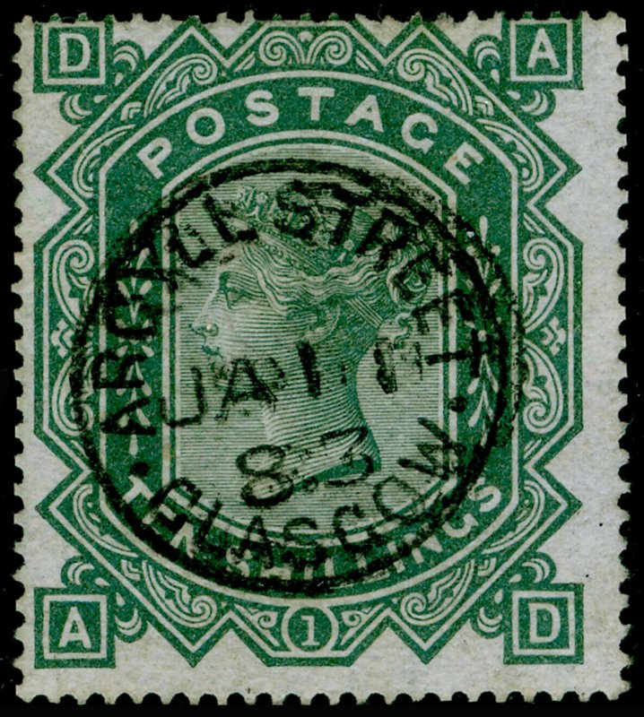 SG128, SCARCE 10s greenish grey, FU, CDS. Cat £3200. WMK MALTESE CROSS. AD