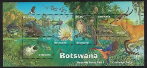 Botswana Crane Owl Birds Fish Hippo Crocodile Okavango Delta MS SG#MS938