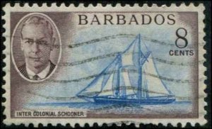 Barbados SC# 221 Inter Island Schoner 8c Used SCV $4.00