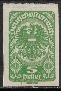 Austria Stamp - #227/A44 5h Yellow Green Canc/LH 1920