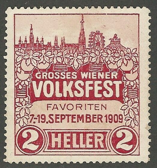 Austria, 1909, Greater Vienna People's Festival, Poster Stamp / Cinderella Label