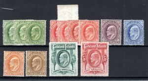 Falkland Islands 1904-12 set to 5s + shades SG 43-50 MLH/MH