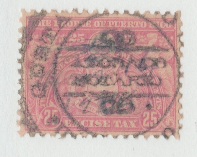 Puerto Rico Revenue fiscal Cinderella stamp 10-12- tnx perfed pink