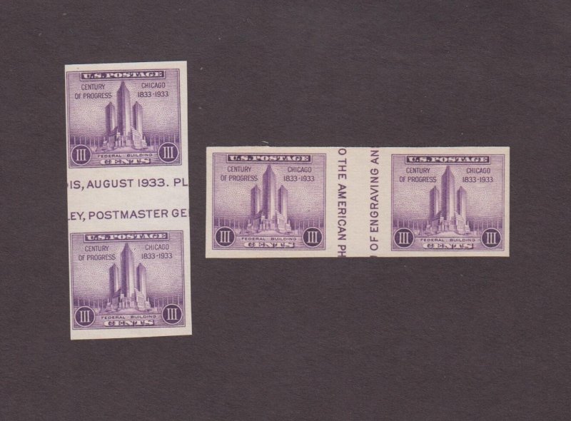 US, 768, CHICAGO, GUTTER PAIRS, MINT NH, VF, FARLEY SPECIAL PRINTING
