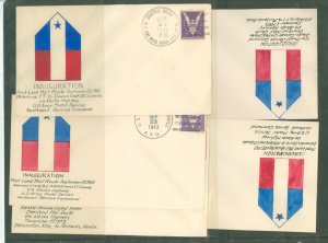 US 905 1943 WWII 5 APO covers with hand colored cachets celebrating the Alaskan Highway, 1st postal use. Scarce