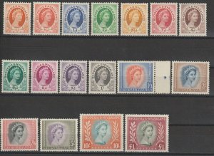 RHODESIA & NYASALAND 1954/6 + 1a SG 1/15 MNH Cat £125