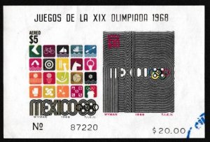 Mexico # C344a, Mexico City Olympics, Souvenir Sheet,  Used, 1/2 Cat.