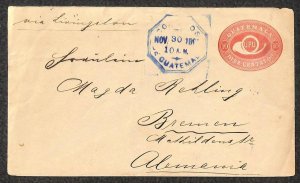 GUATEMALA H&G #5 STATIONERY ENTIRE GUATEMALA TO BREMEN GERMANY 1893