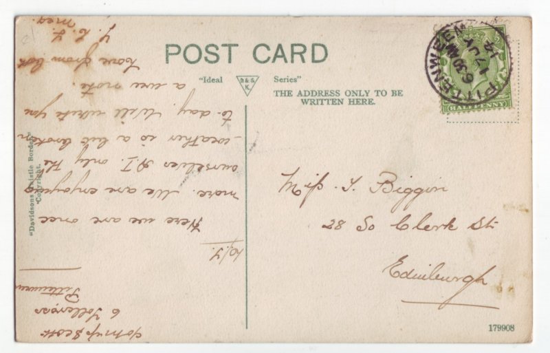 Z535 Jlstamps 1914 stamped postcard pittenweem harbor coastal town view scotland