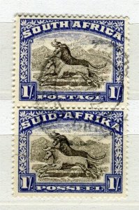 SOUTH AFRICA; 1930s early Wildebeest issue used Shade of 1s. PAIR