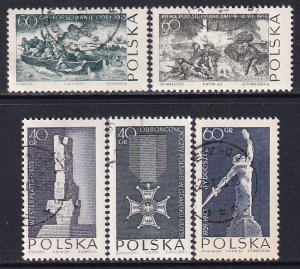 Poland 1964 Sc 1273-7 Virtuti Military Cross Medal Studianki Battle Stamp CTO