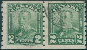 Canada 1928 2c green Imperfxperf 8 SG287 used pair