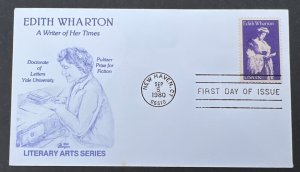 EDITH WHARTON #1832 SEP 5 1980 NEW HAVEN CT FIRST DAY COVER (FDC) BX3-1