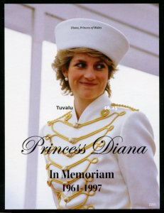 NEVER OFFERED TUVALU 2022 IN MEMORY PRINCESS DIANA IMPERF SOUVENIR SHEET MINT NH