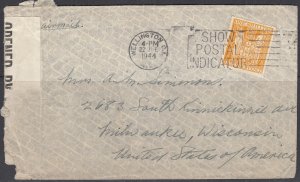 New Zealand - Jun 1944Censored Cover to United States