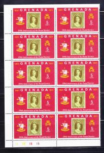 Grenada 417-420 Blocks of 10 Set MNH Stamps on Stamps (B)