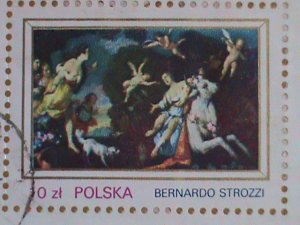 ​POLAND STAMP: 1972- FAMOUS PAINTING BY BERNARDO STROZZI CTO-HING - S/S SHEET