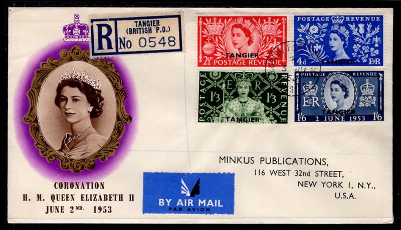 Great Britain Offices In Morocco 579-582 Queen Elizabeth II Coronation Typed FDC