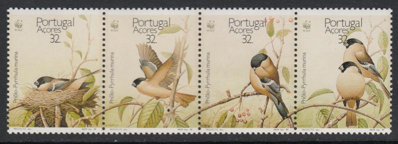 XG-U236 AZORES - Birds, 1990 Wwf, 4 Values Strip MNH Set