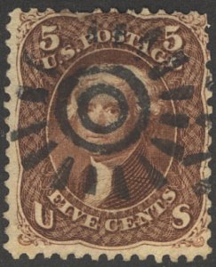 USA #75 F/VF used, cogwheel cancel, super nice stamp,  Tough to find well cen...