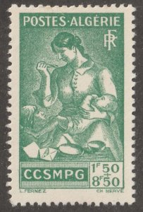 Algeria, stamp, Scott#b40, mint, hinged, 1.50f+8f50, green