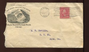 482 Schermack Used on Illinois Trust & Savings Bank Illustrated Cover MG100