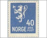 Norway Mint NK 151 Lion II 1926-1934 40 Øre Light blue