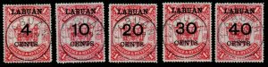 LABUAN SG75/9 1895 SURCHARGE SET FINE USED