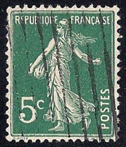 France #159 5C Sower Green Stamp used EGRADED XF 90 XXF