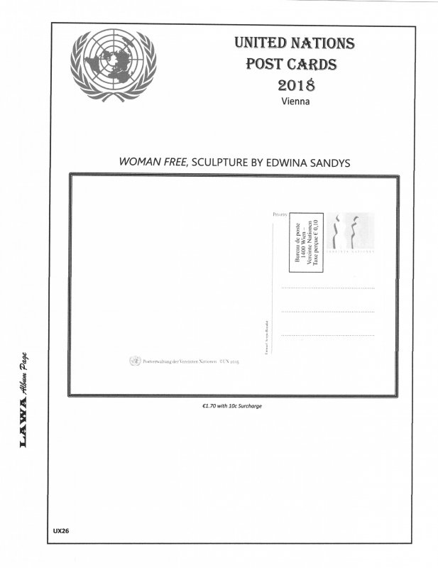 2018 UNITED NATIONS  ISSUES SUPPLEMENT – LAWA Album Pages