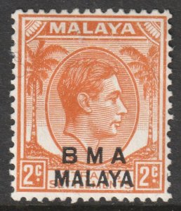 Malaya Straits Setts Scott 257 - SG2a, 1945 BMA Overprint 2c Die II MH*