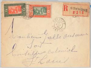 SENEGAL -  POSTAL HISTORY:  REGISTERED COVER from SOKHONE 1934