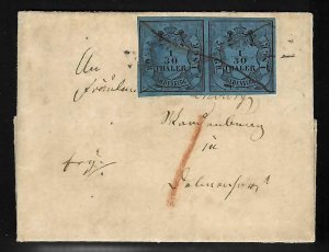 OLDENBURG GERMANY #1 - Pair cover Cert. -1852 FRACTION ISSUE 1/30t BLACK ON BLUE