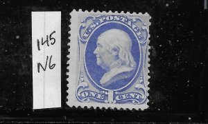 US #145 1870-71 FRANKLIN 1C (ULTRA) - MINT NO GUM- LIGHT HINGED