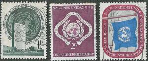 UN Scott 2-4 - 3 Stamp - Used -1951