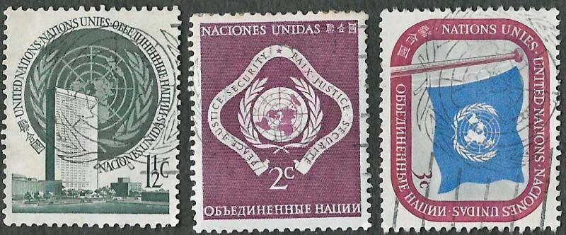 UN Scott 2-4 - 3 Stamp - Used -1951