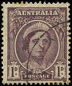 AUSTRALIA Sc 191 USED - 1943 1p Queen Elizabeth - Pf 15x14 -  Sound, No Faults